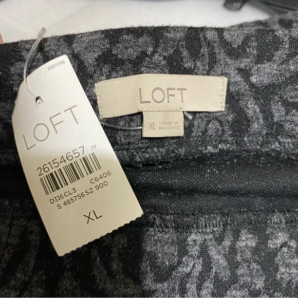 Ann Taylor LOFT Pencil Skirt Womens XL Gray Black Pattern Stretch Career - Picture 4 of 7